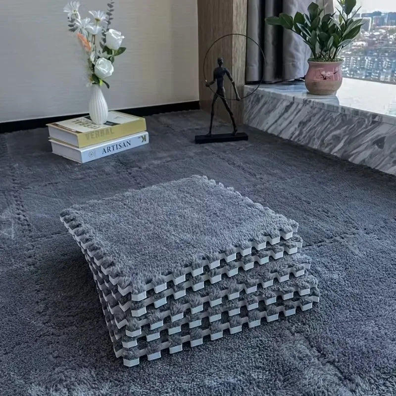 Alfombra de juego de felpa para bebés de 4-20 piezas, sin BPA, entrelazado, DIY, alfombra de juego para niños, decoración del hogar, alfombra de protección del suelo