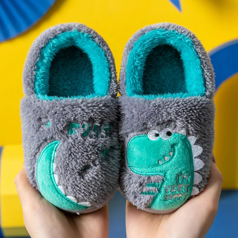 Zapatillas de algodón para bebé de 1 a 3 años, 2 hombres, Otoño/Invierno, antideslizantes para interiores, zapatos de algodón de felpa para niños, bolso con tacón para el hogar