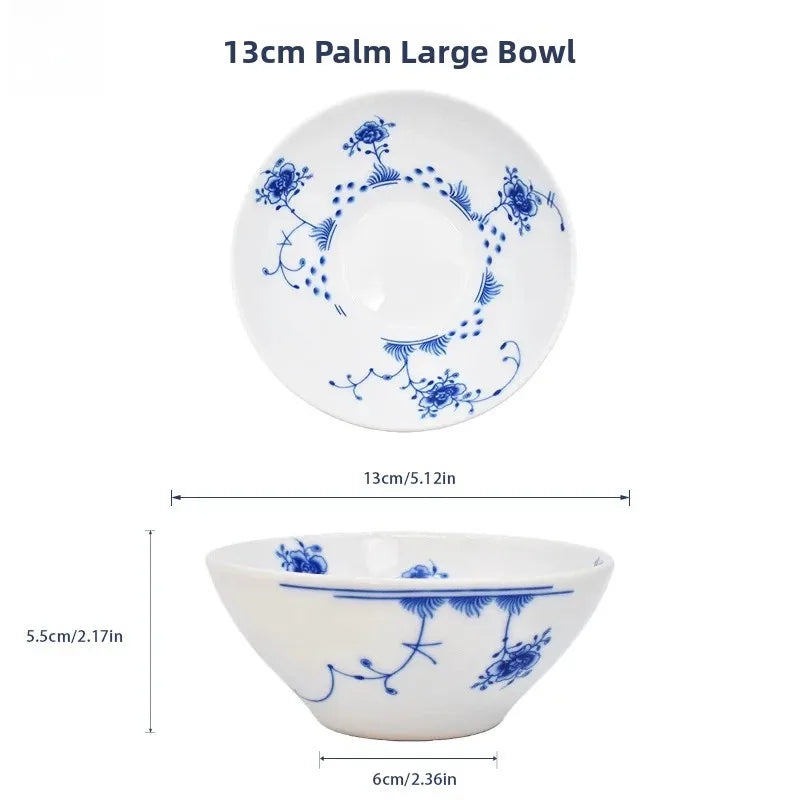 Juego de vajilla de porcelana blanca de Jingdezhen con diseño de hierba Tang azul y blanca, plato llano para uso doméstico, t...