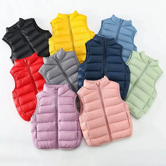 Top de invierno para niños y niñas, ropa ligera y delgada con hombros descubiertos y cuello levantado, chaqueta cálida de Color sólido