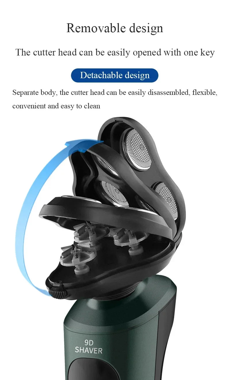 Afeitadoras eléctricas para hombres, maquinilla de afeitar eléctrica resistente al agua, uso en seco y húmedo, máquina de afeitar rotativa con batería recargable