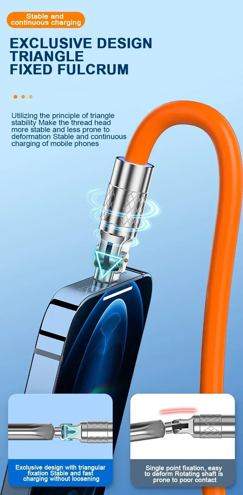 Cable USB tipo C de carga rápida de 120W 7A Cable de codo de rotación de 180 grados para juegos para Xiaomi Redmi Honor cargador de teléfono Cable USB C