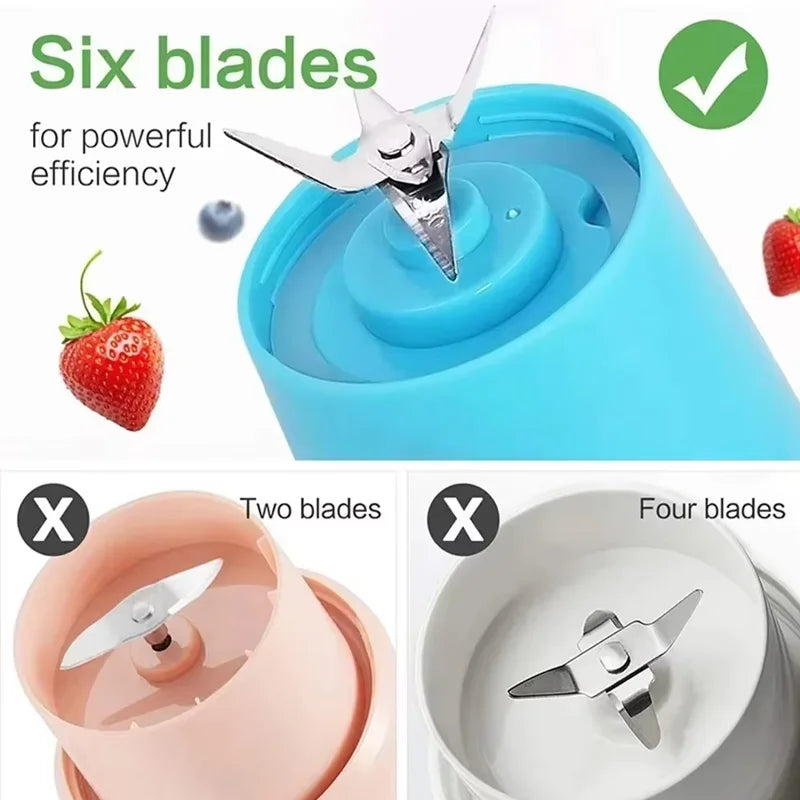 Licuadora de Jugos Doméstica de 380ml, Mini Licuadora Eléctrica Recargable por USB, Mezcladora de Batidos, Licuadora Portátil para Picnic al Aire Libre
