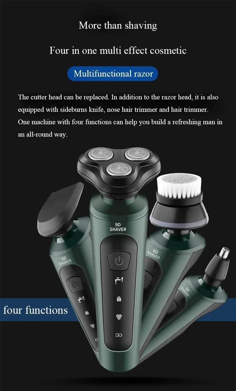 Afeitadoras eléctricas para hombres, maquinilla de afeitar eléctrica resistente al agua, uso en seco y húmedo, máquina de afeitar rotativa con batería recargable