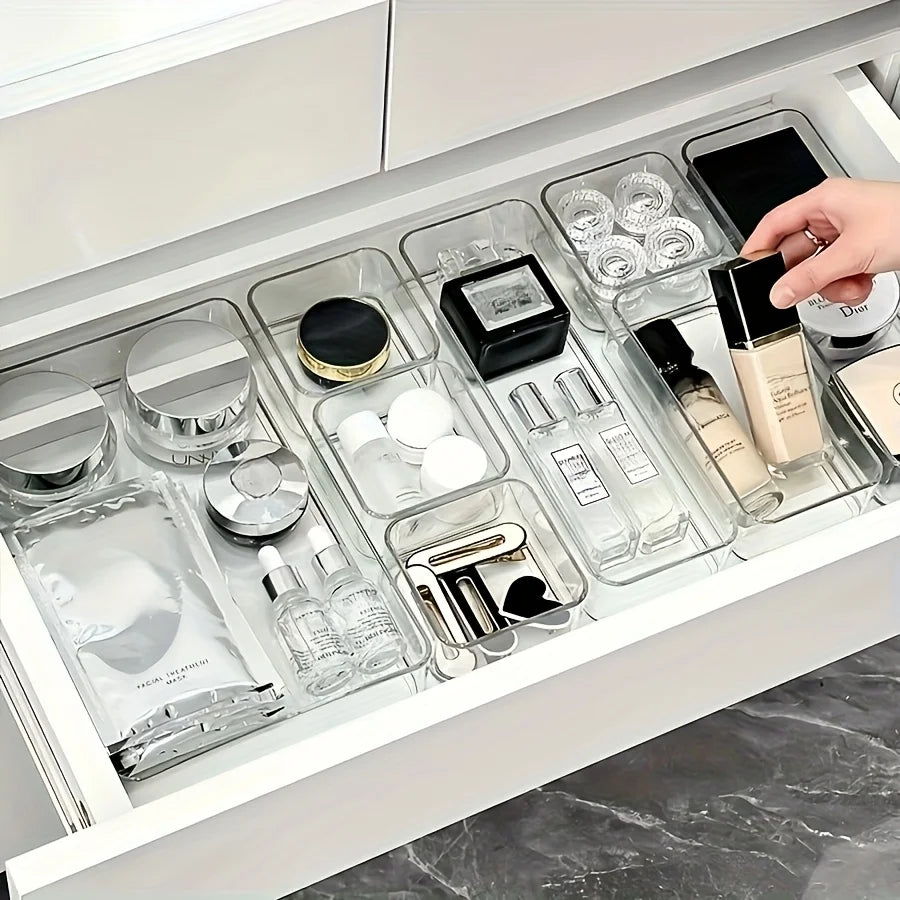 Caja de almacenamiento de cosméticos y papelería, adecuada para maquillaje, suministros de oficina, almacenamiento en el hogar, organizador de escritorio y cajones para el hogar