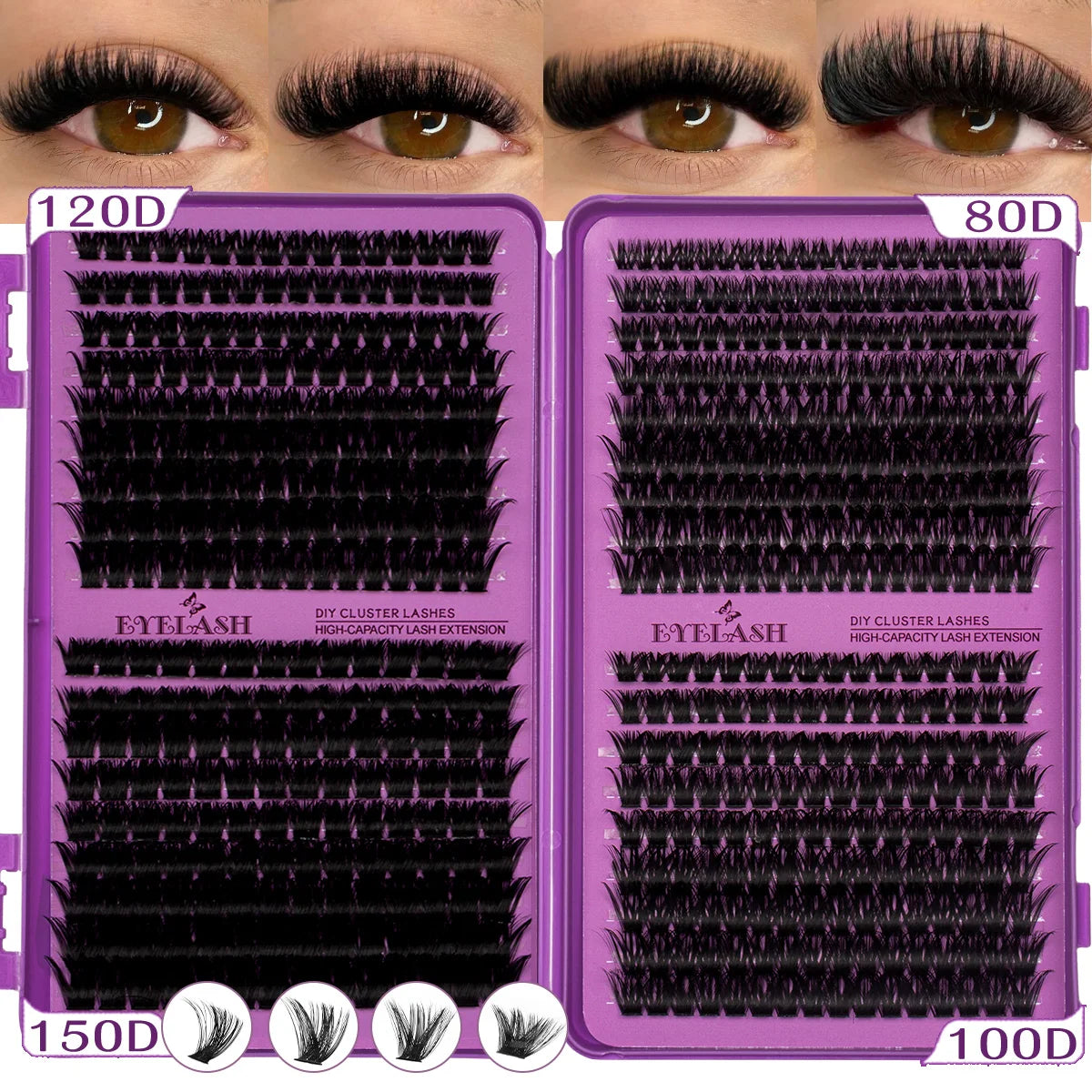 Extensiones de Pestañas Individuales con Curvatura D, Alta Capacidad, Densas, de 8-16 mm, Aptas para Diferentes Maquillajes, de Larga Duración