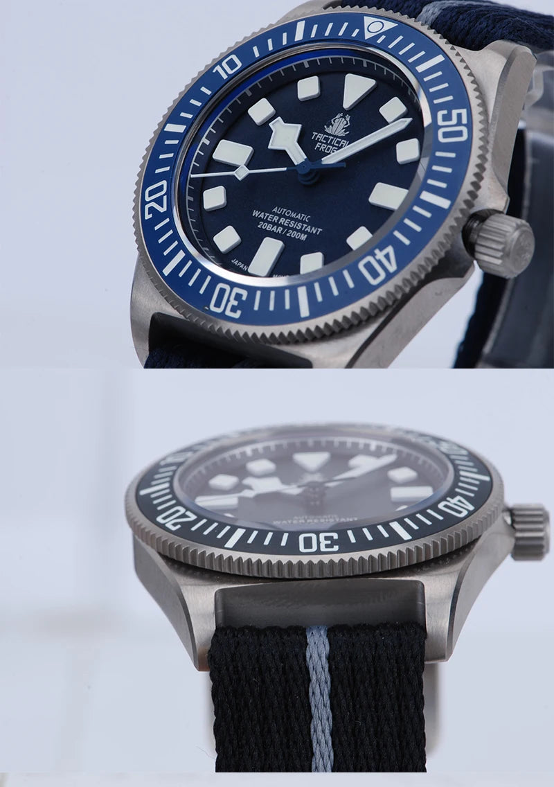 Reloj de buceo táctico Frog FXD V4 de titanio resistente al agua hasta 200M para hombre, movimiento NH35 de 42mm, BGW-9 de zafiro mecánico automático luminoso