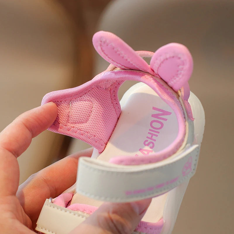Sandalias de dibujos animados para niños y niñas, zapatos de playa suaves, informales, antideslizantes, color rosa verdoso, de 2 a 12 años