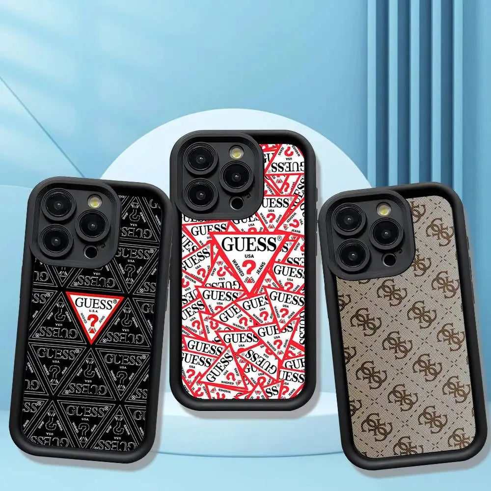 Funda de Silicona Suave para Teléfono de la Marca de Moda G-Guess para iPhone 17 16 14 13 12 11 15 Pro Max Plus Air Cover