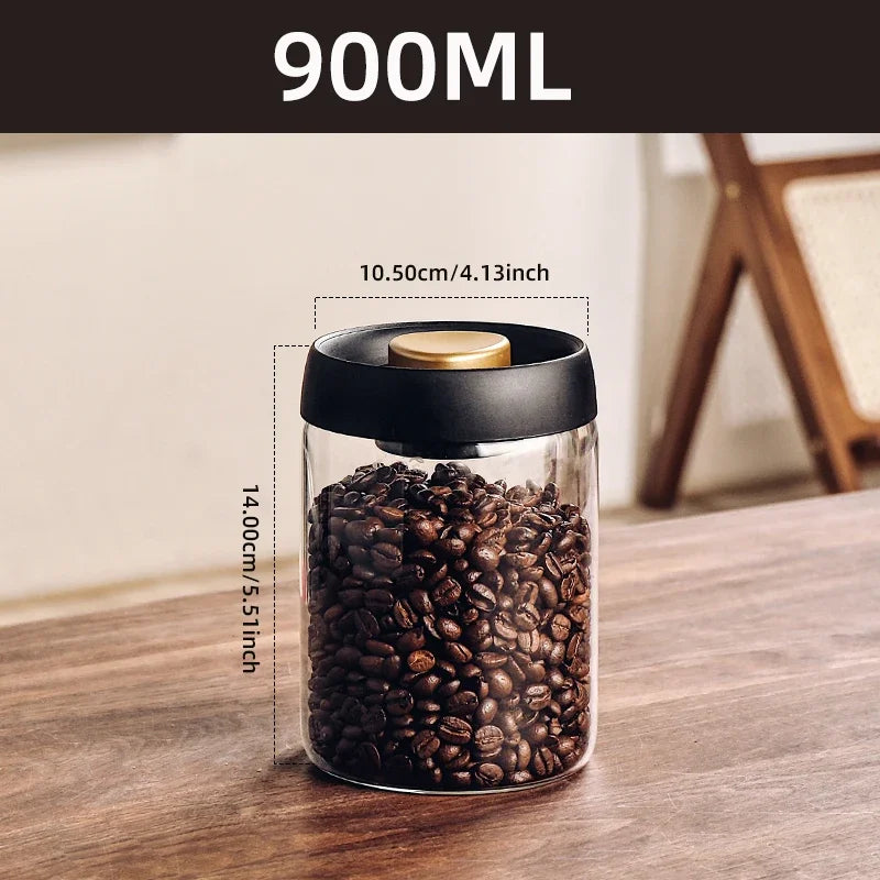 Frasco de Vidrio Hermético al Vacío para Almacenamiento de Granos de Café, Alimentos, Té, Frasco de Almacenamiento de Alimentos Frescos, Accesorios de Cocina