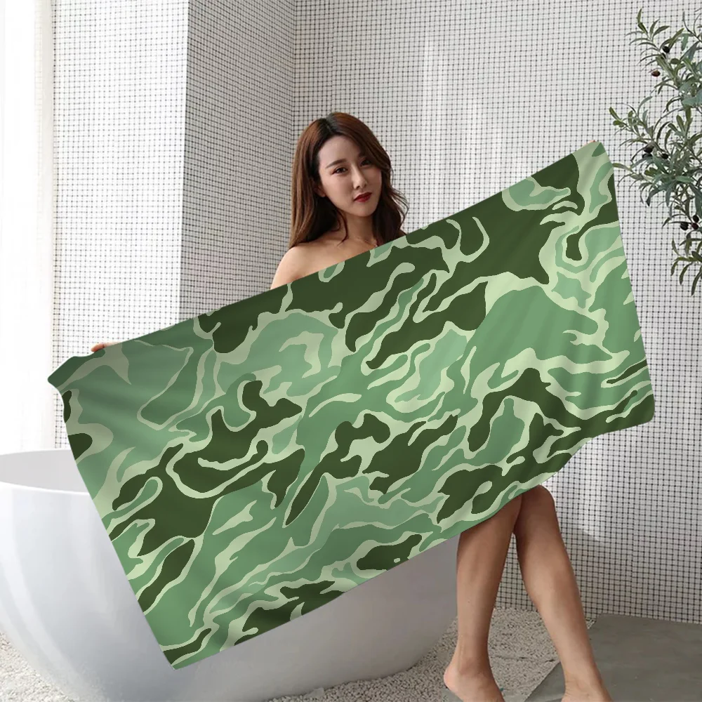Toalla de playa de microfibra con patrón de camuflaje, toalla de playa de microfibra, absorbente, secado rápido, suave, Yoga, complejo turístico, montaña