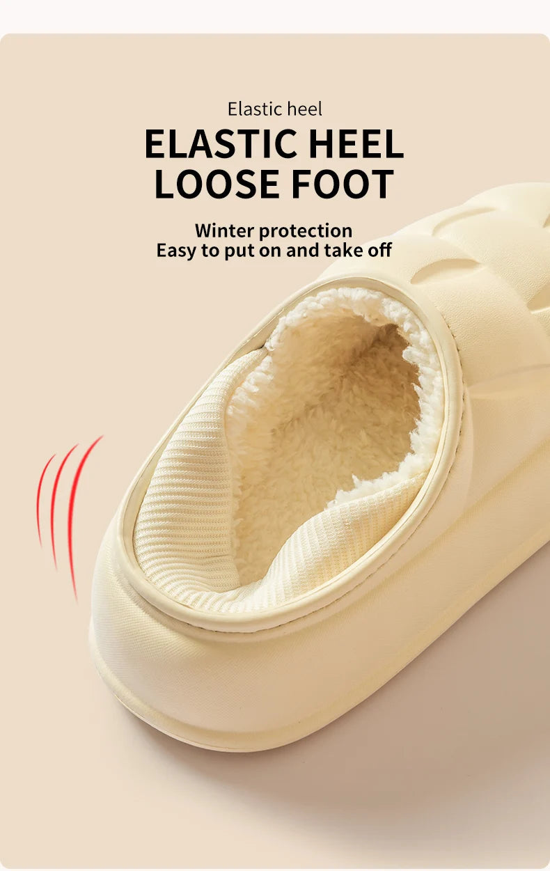 Pantuflas Impermeables de Invierno para Mujer y Hombre, Suela Gruesa de 4 cm, Cálidas y Afelpadas, Zapatos de Interior Antideslizantes, Forradas de Piel, Zuecos Suaves y Acolchados