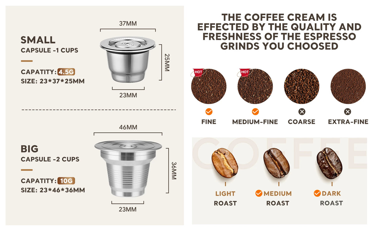 Cápsulas de café reutilizables de acero inoxidable compatibles con cápsulas de café recargables L'OR Barista LM8012 Metal L'or Espresso Pods
