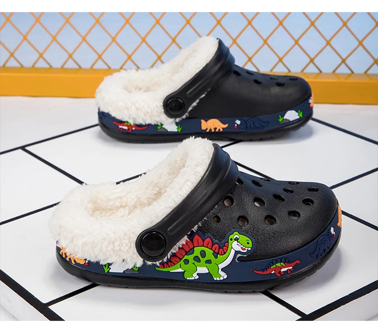 Sandalias de invierno para niños, zapatillas de piel para niños, zapatos para niñas, zuecos antideslizantes, sandalias bonitas de dibujos animados para niñas, zapatos para niños