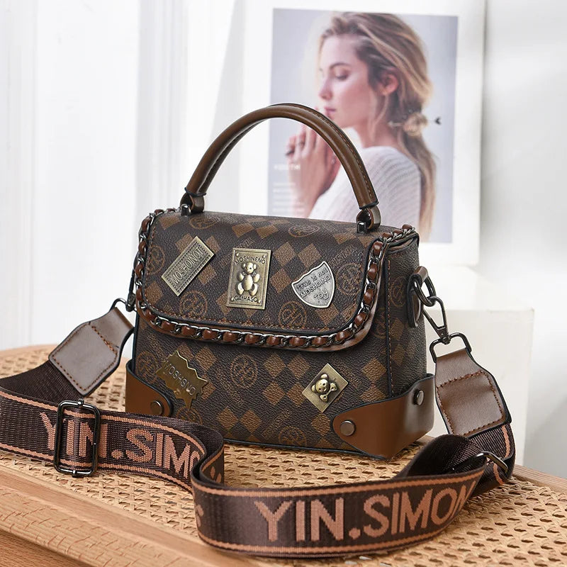 Bolsos de lujo de diseñador, bolsos de mano Vintage de cuero suave para mujer, bolsos de mensajero de alta calidad, bolso cuadrado pequeño de hombro para mujer
