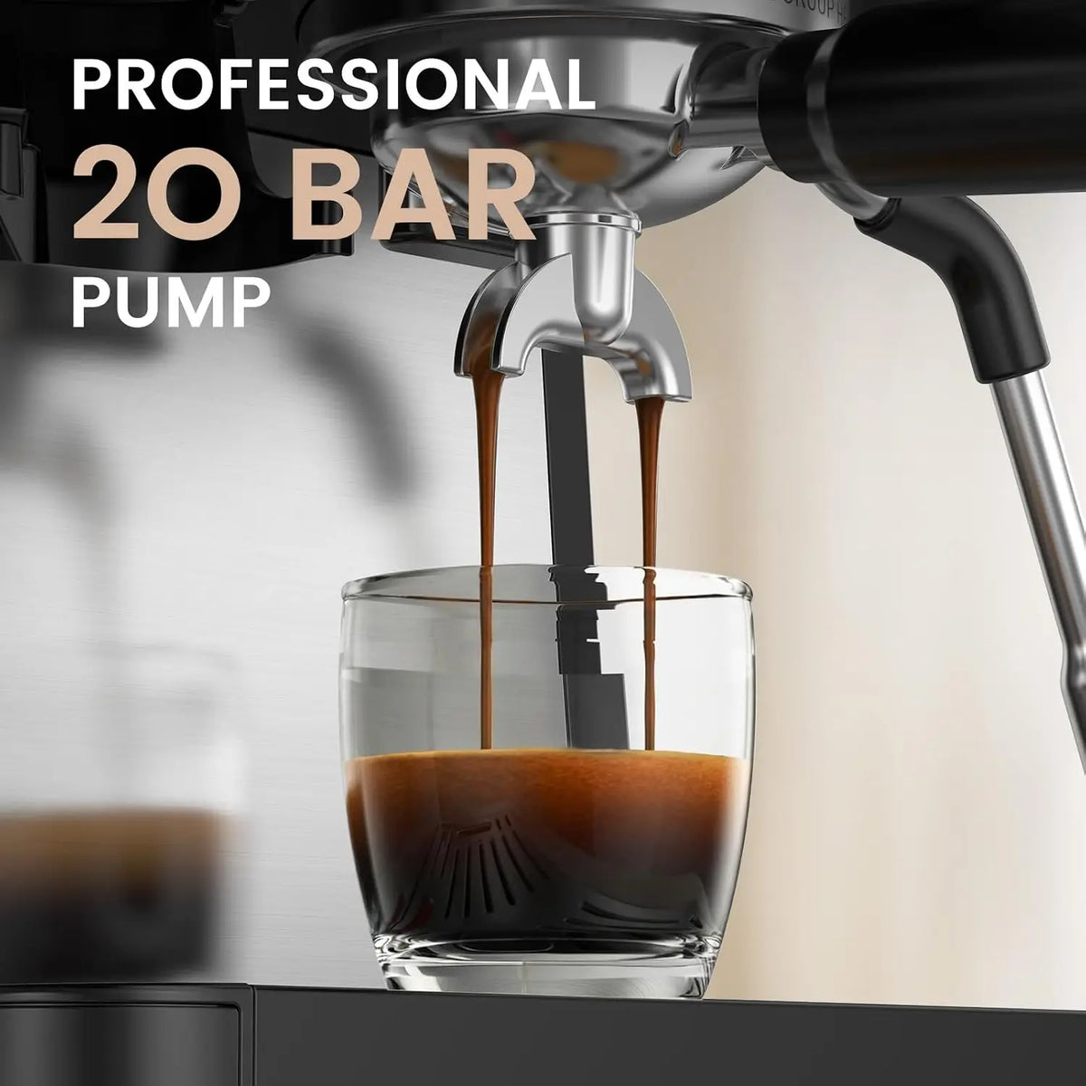 Máquina de Espresso de 20 Bares con Molinillo, Cafetera, Espumador de Leche, Varilla de Vapor, Herramientas de Apisonado, Cappuccino, Latte