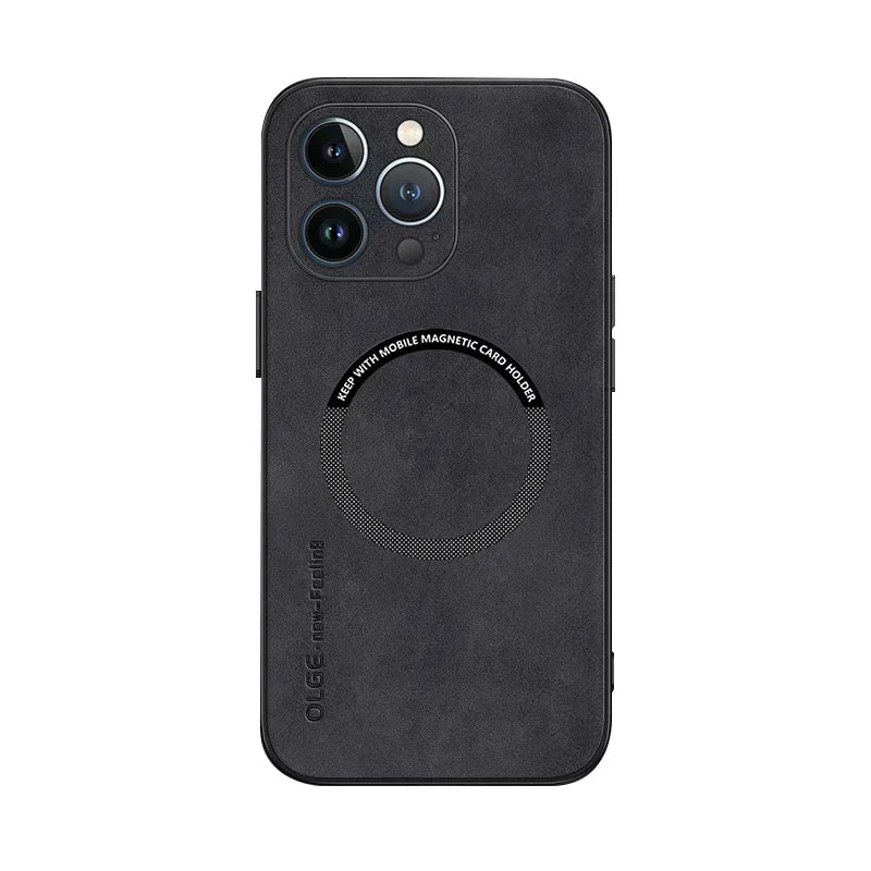 Para Magsafe fundas de teléfono de cuero de lujo a prueba de golpes para iPhone 17 16 15 14 13 12 11 Pro Max Plus cubierta de carga inalámbrica magnética