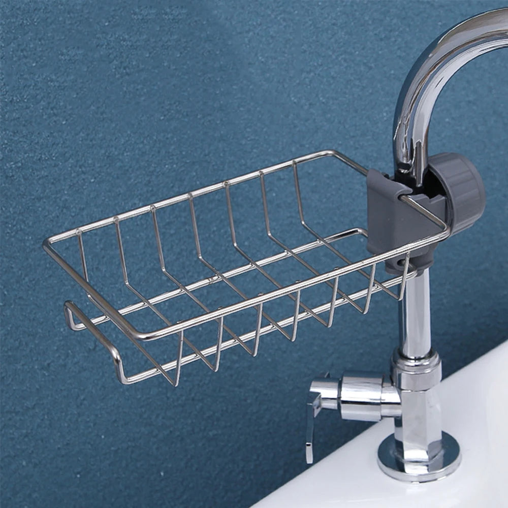 Escurridor de fregadero de cocina, almacenamiento de esponja, soporte Flexible para grifo, escurridor de jabón, toallero, estante organizador, accesorios de cocina