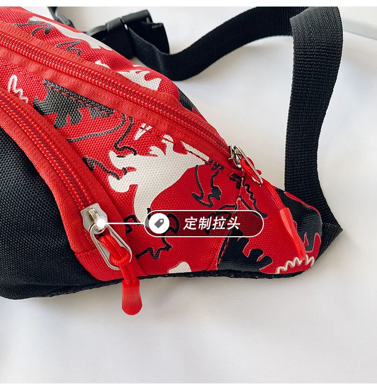 Lindas bolsas de almacenamiento de dinosaurio de dibujos animados para niños, teléfono, auriculares, bolsa de dinero, organizador de moda, bolsa de pecho y cintura, bolsa de cinturón para niños