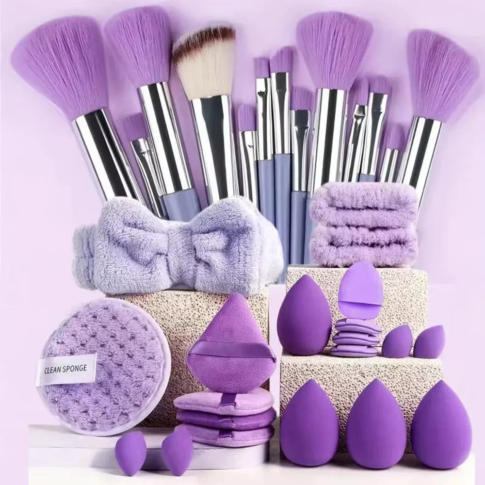 Juego de 33 Brochas de Maquillaje Profesionales para Piel Mixta, Kit Completo para Principiantes y Profesionales, Regalo Perfecto para Navidad