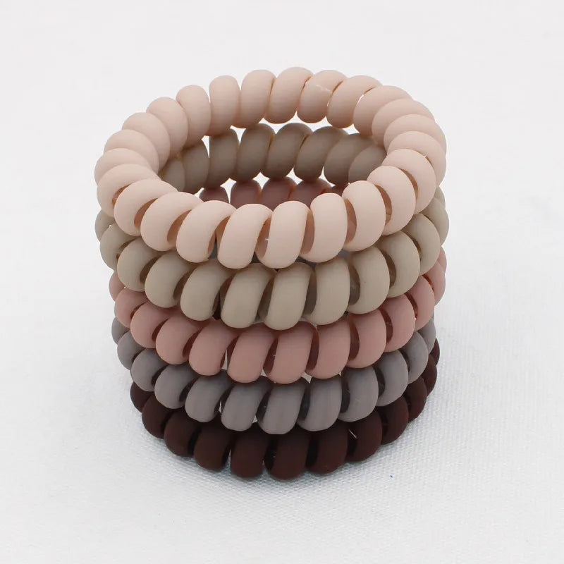 Banda elástica para el cabello, banda para el pelo con cable en espiral esmerilado, lazo para el pelo, Goma elástica para la cabeza, color liso mate, 5 unidades por juego, nueva moda