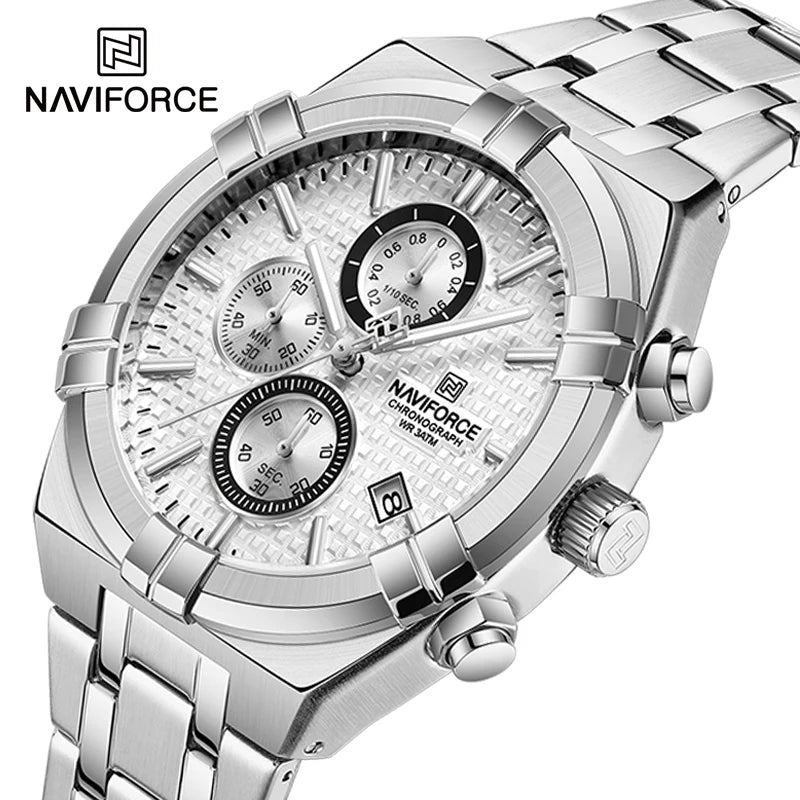 NAVIFORCE relojes originales para hombre, cronógrafo deportivo de cuarzo a la moda, reloj de pulsera para hombre Simple salvaje resistente al agua con pantalla