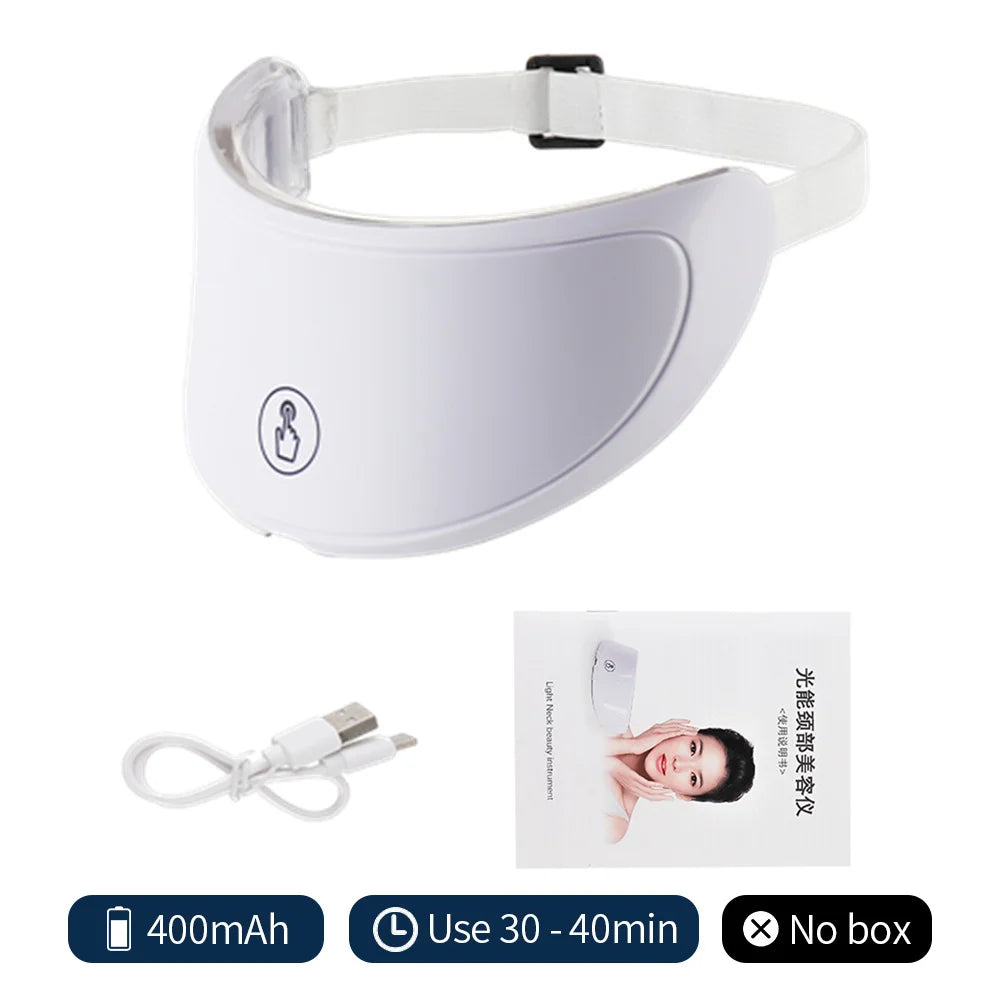 Máscara LED para el cuello, 7 colores, fotones, antiarrugas, brillo de la piel, máscara de belleza para el cuello, estiramiento de la piel, eliminador de arrugas del cuello, cuidado de la piel