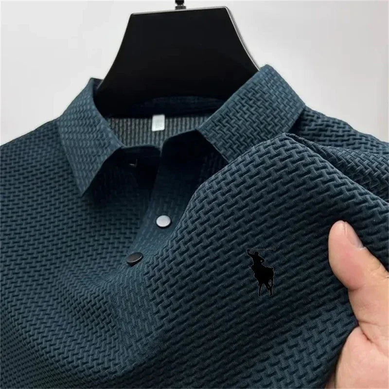 Camisetas de Manga Corta de Seda Helada para Hombre, Verano 2026, Frescas, Transpirables, Estilo Business-Casual, Polo Versátil