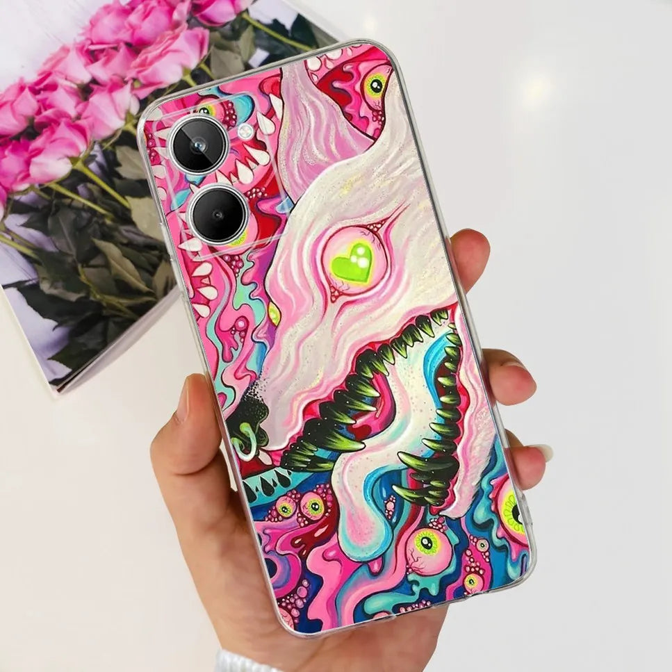 Para Realme 10 4G RMX3630 funda de teléfono suave de silicona TPU a prueba de golpes para Realme 10 funda protectora trasera con diseño de dibujos animados bonitos