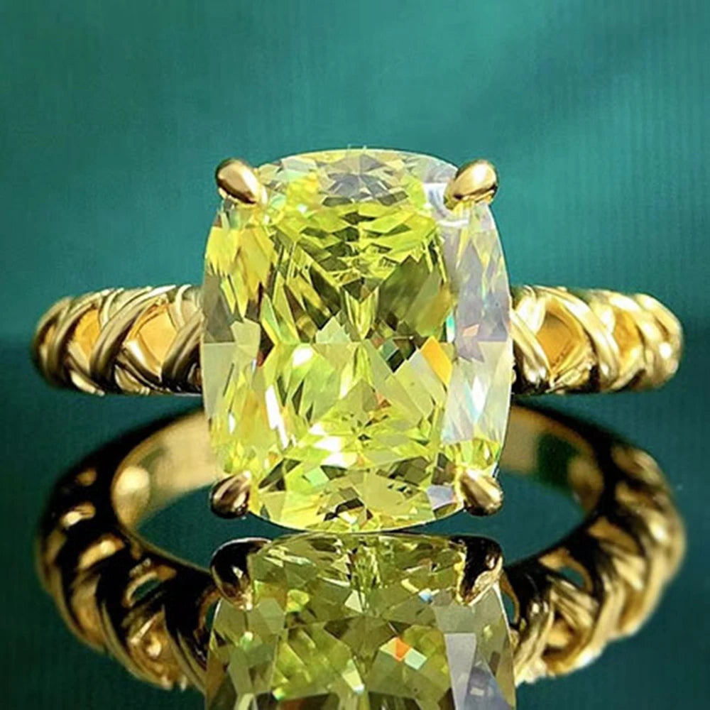 Wong Rain-Anillo de Plata de Ley 925 chapado en oro de 18K para mujer, anillo de joyería fina de boda con peridoto de 9x11MM, venta al por mayor