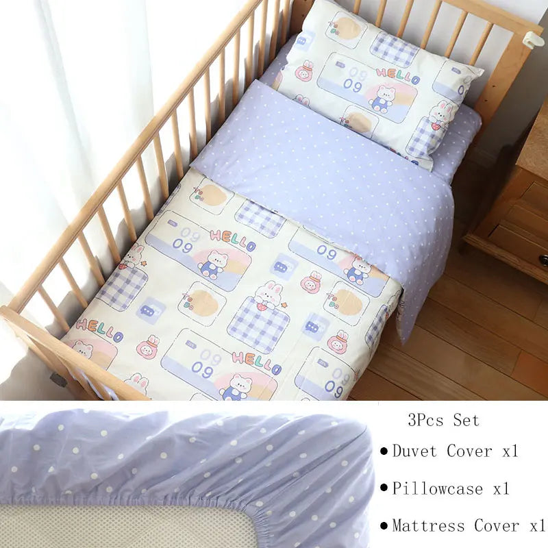 Juego de cama para cuna de bebé, ropa de cama de algodón, kit de cuna para niño y niña, incluye funda de almohada, funda nórdica, decoración para habitación de niños, 3 uds.