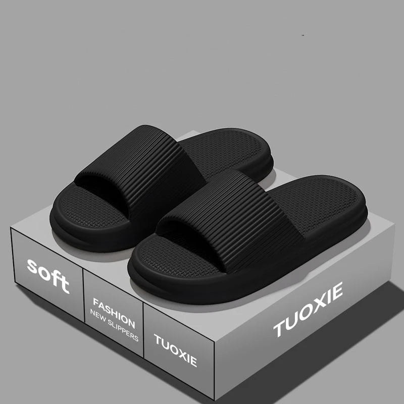 Zapatillas de EVA concisas de verano para mujer, chanclas suaves para el hogar para parejas, sandalias antideslizantes para baño, zapatos cómodos para la playa al aire libre para adultos
