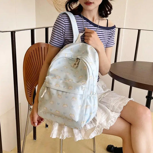 Mochila con estampado de gato de dibujos animados, mochila escolar para estudiantes de gran capacidad, bolso femenino delicado a la moda, bolsas de viaje portátiles, regalos