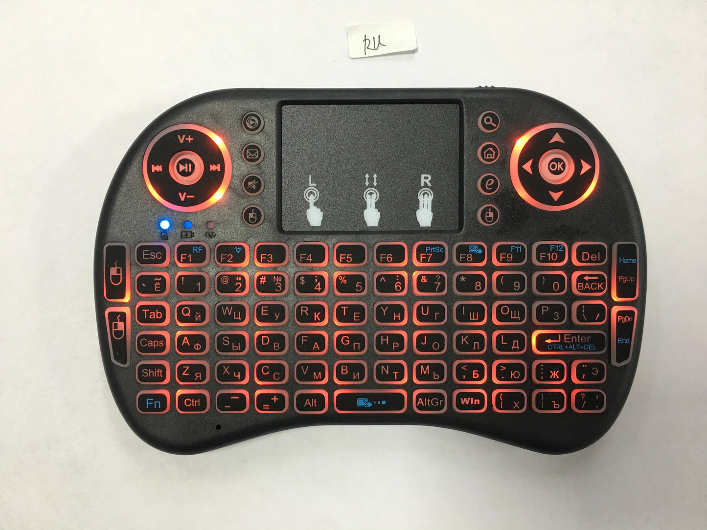 Miniteclado inalámbrico retroiluminado, periférico con Touchpad N, RGB, PC, TV Box, español, francés, Azerty, ruso, portugués, idioma de Brasil