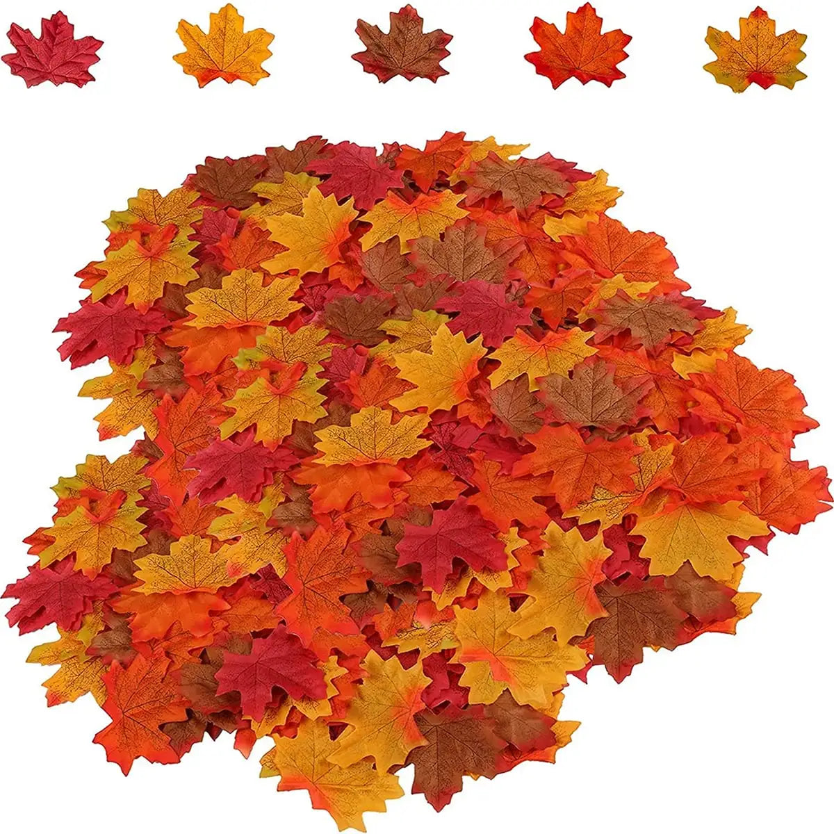 50/100 Uds plantas artificiales flores seda hoja de arce Halloween Festival fiesta decoración hogar habitación florero mesa patio boda álbum de recortes