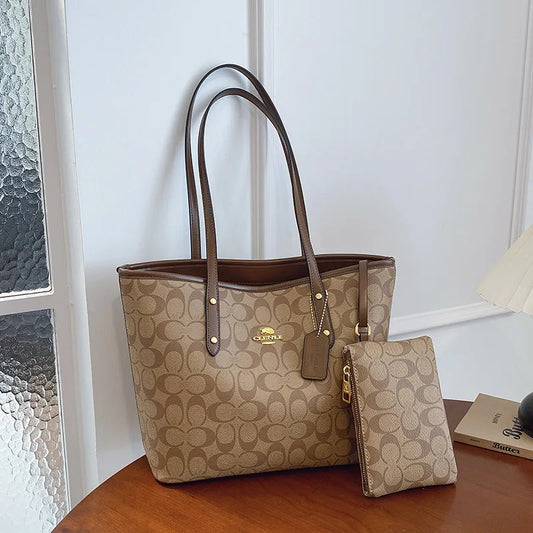 Bolso de Mano de Lujo para Mujer, Diseño de un Solo Hombro, Estampado Vintage, Estilo París, Gran Capacidad, Portátil, Tipo Clutch