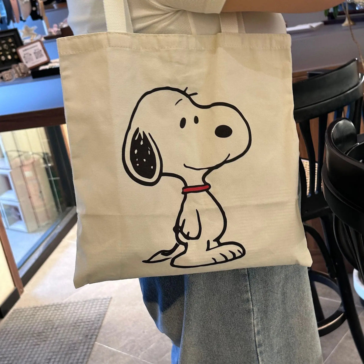 Bolso de Mano de Lona con Diseño de Snoopy, Estilo Kawaii, para Chicas, de Gran Capacidad, Simple, de Nailon