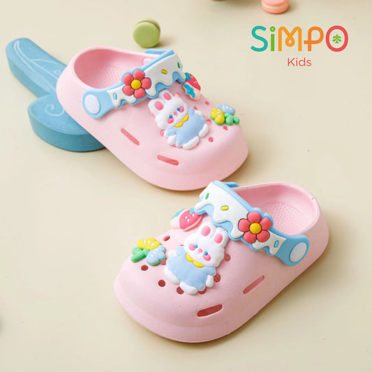 Zapatos de jardín para niñas, zuecos de suela blanda para bebé, sandalias de playa transpirables antideslizantes para interiores y exteriores, bonito conejito de dibujos animados a la moda