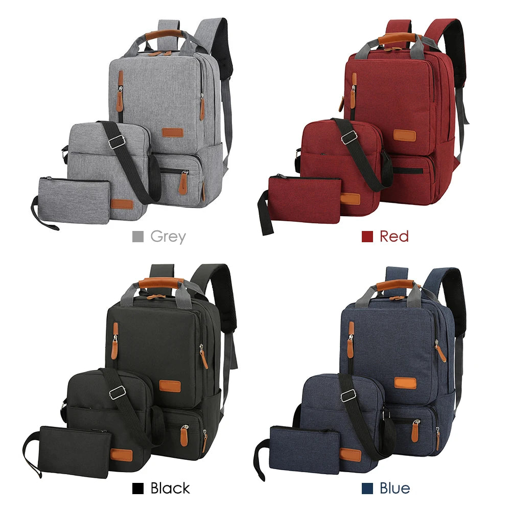 Conjunto de mochila para ordenador portátil para hombre y mujer, bolso de hombro con bolsillo pequeño para viaje, escuela, negocios, trabajo y Universidad, 3 piezas