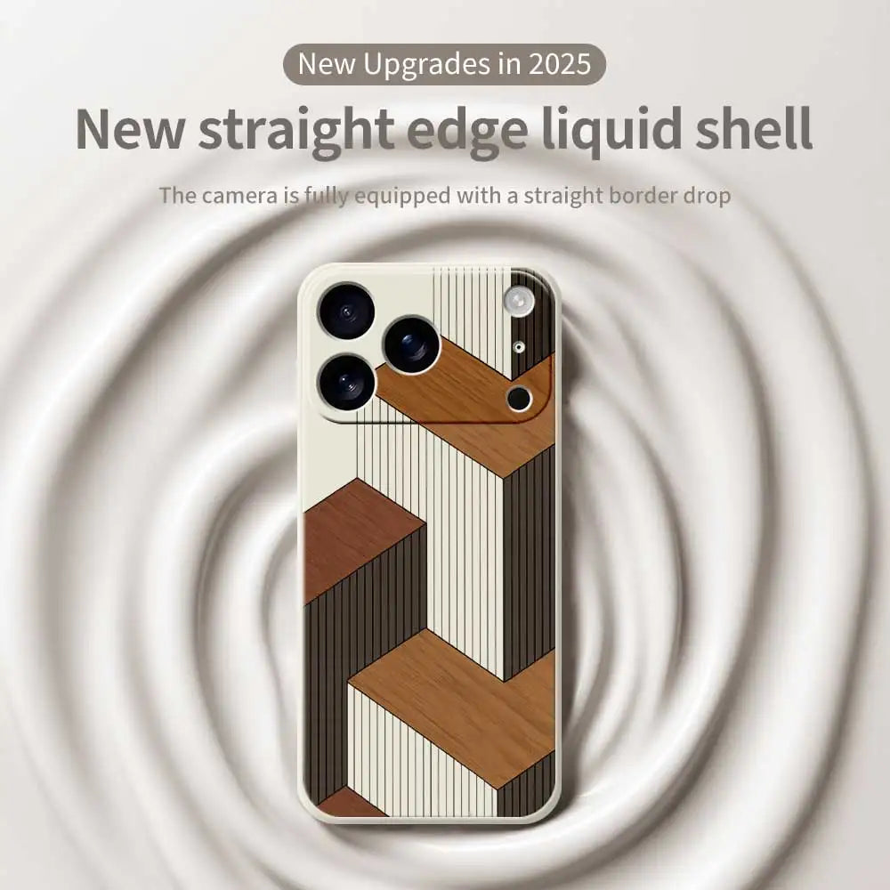 Fundas de teléfono geométricas de madera para iPhone 17 Pro Max 17 Air 16 15 14 13 12 11 Pro Max XS Max 7 8 Plus 16e 16 Plus TPU funda Coque