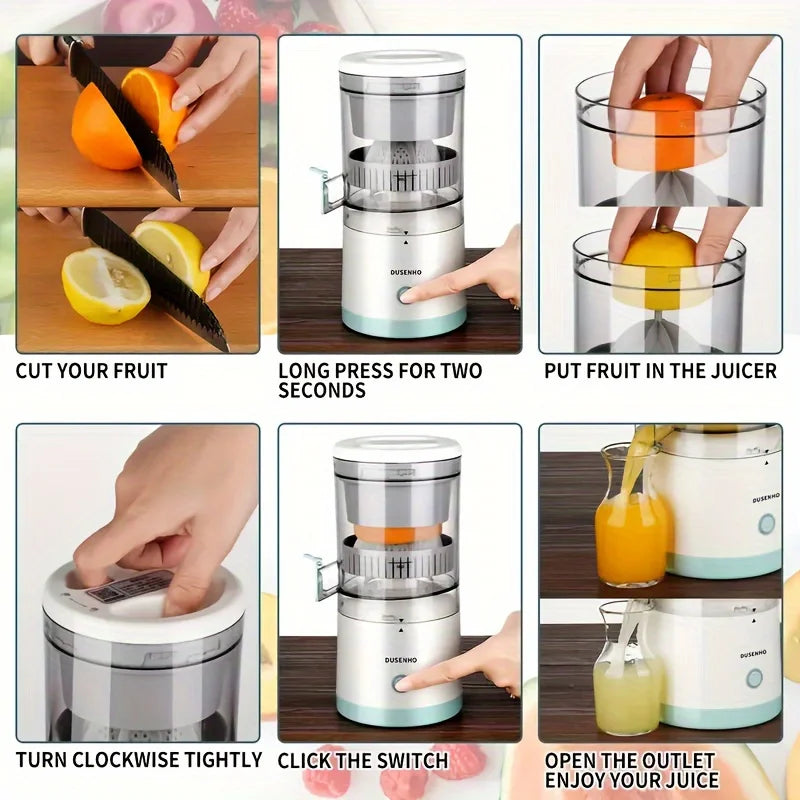 Exprimidor de cítricos eléctrico portátil, máquina exprimidora de zumo de naranja con carga USB, licuadora de frutas y limón, mezclador exprimidor fresco automático