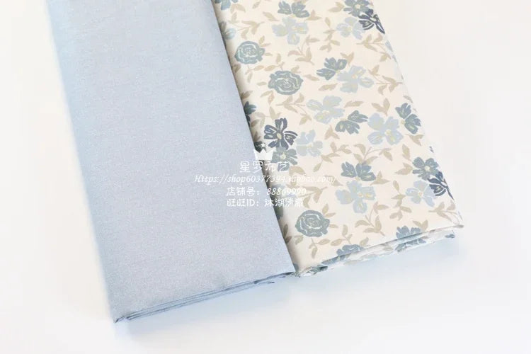 235x50cm tela azul gris rosa raya floral estampado de hojas funda nórdica juego de cuatro piezas tela de cama