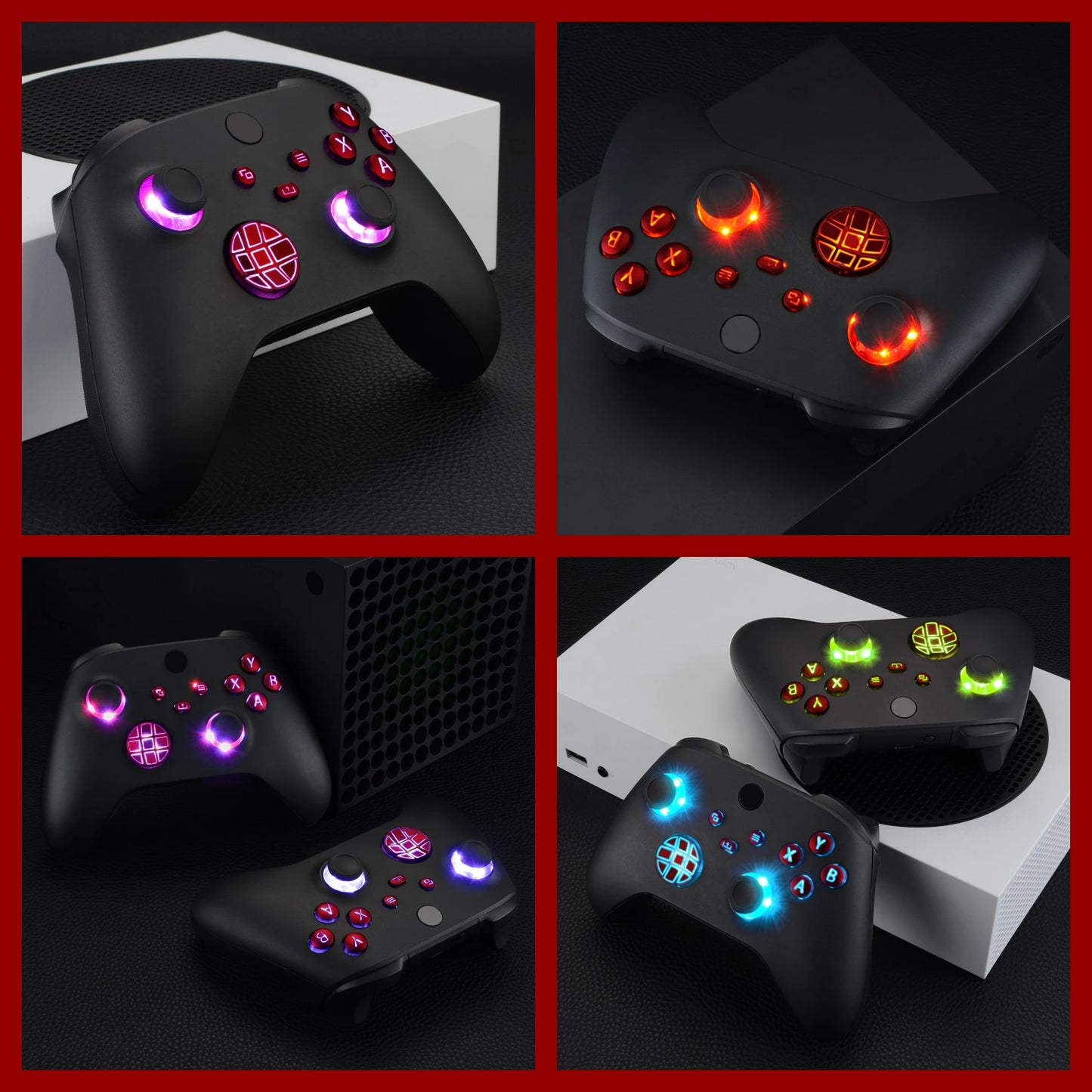 eXtremeRate Kit LED DTF V2 luminoso multicolor para controlador Xbox Series X/S modelo 1914, botones de palanca de mando D-pad