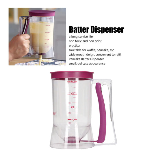 Dispensador de masa ABS 900ml, separador de crema de masa, herramienta para hornear para panqueques, magdalenas, pasteles, gofres, dispensador de masa para panqueques