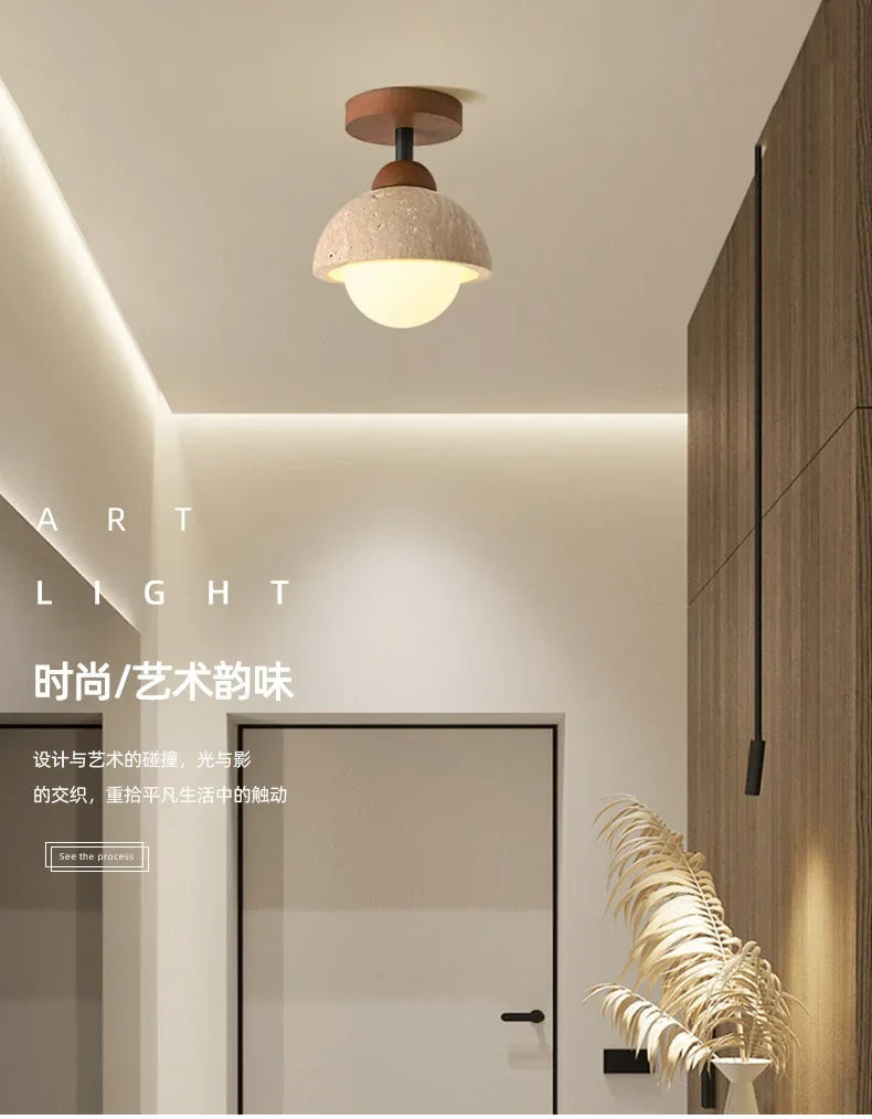 Lámpara de techo LED de piedra travertino, accesorio de iluminación para pasillo, sala de estar, comedor, decoración de dormitorio, lámpara de techo