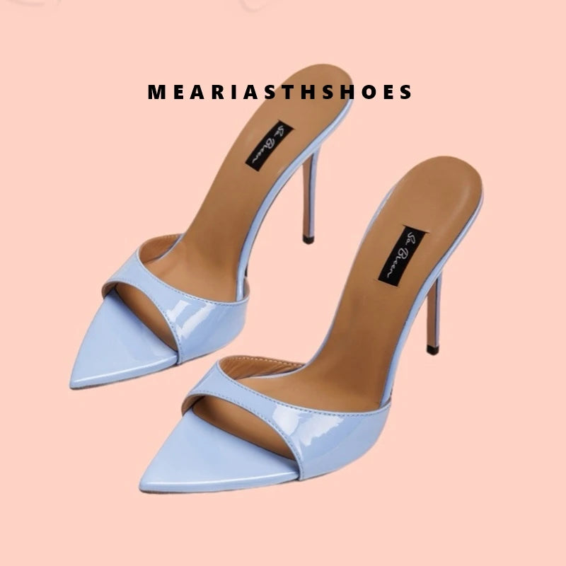 Sandalias de Tacón Alto para Mujer, Diseño Sexy con Punta en Pico, Sandalias de Tacón Alto y Fino, Mules con Punta Abierta