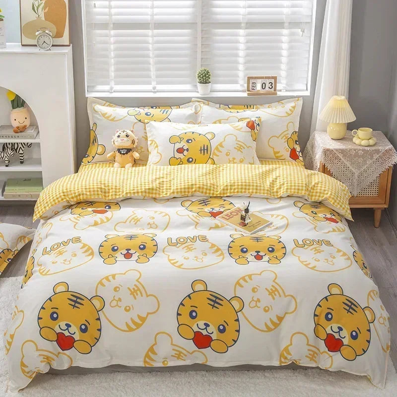 Juego de fundas de edredón de tamaño King de dibujos animados, 220x240, agradable para la piel, manta, funda de edredón y funda de almohada