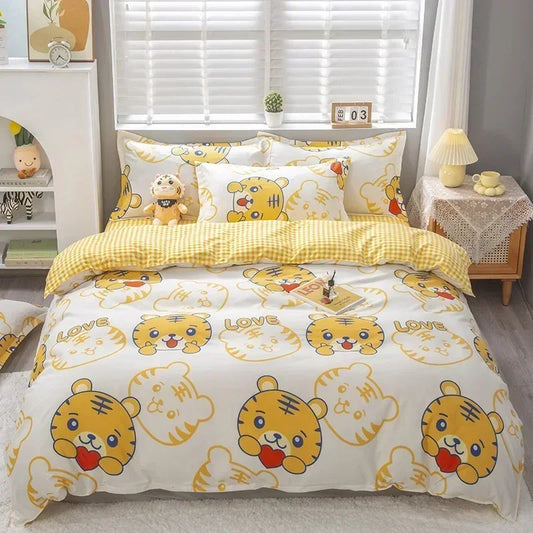 Juego de fundas de edredón de tamaño King de dibujos animados, 220x240, agradable para la piel, manta, funda de edredón y funda de almohada