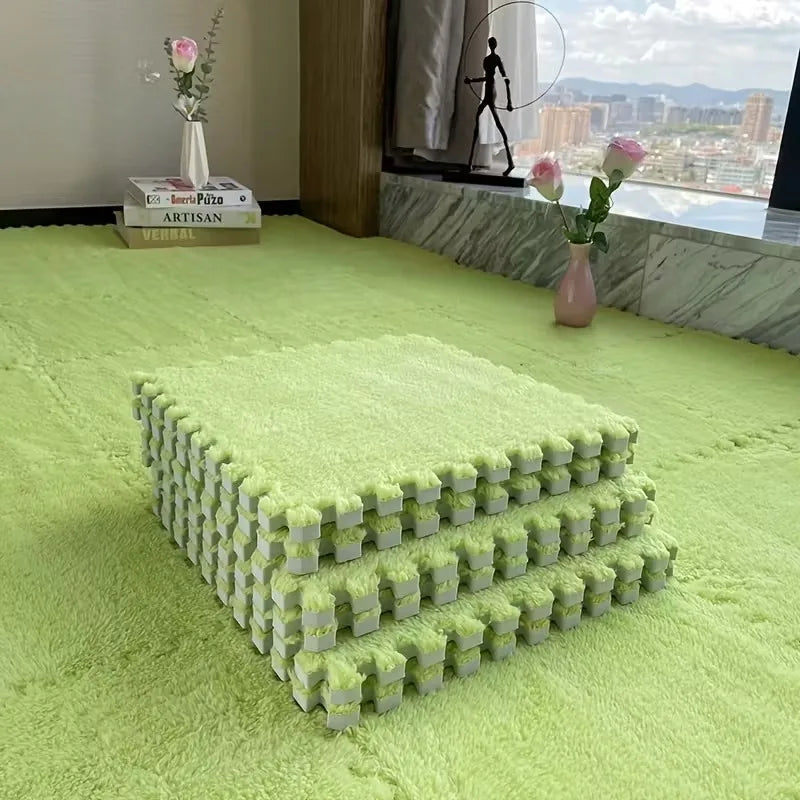 Alfombra de juego de felpa para bebés de 4-20 piezas, sin BPA, entrelazado, DIY, alfombra de juego para niños, decoración del hogar, alfombra de protección del suelo