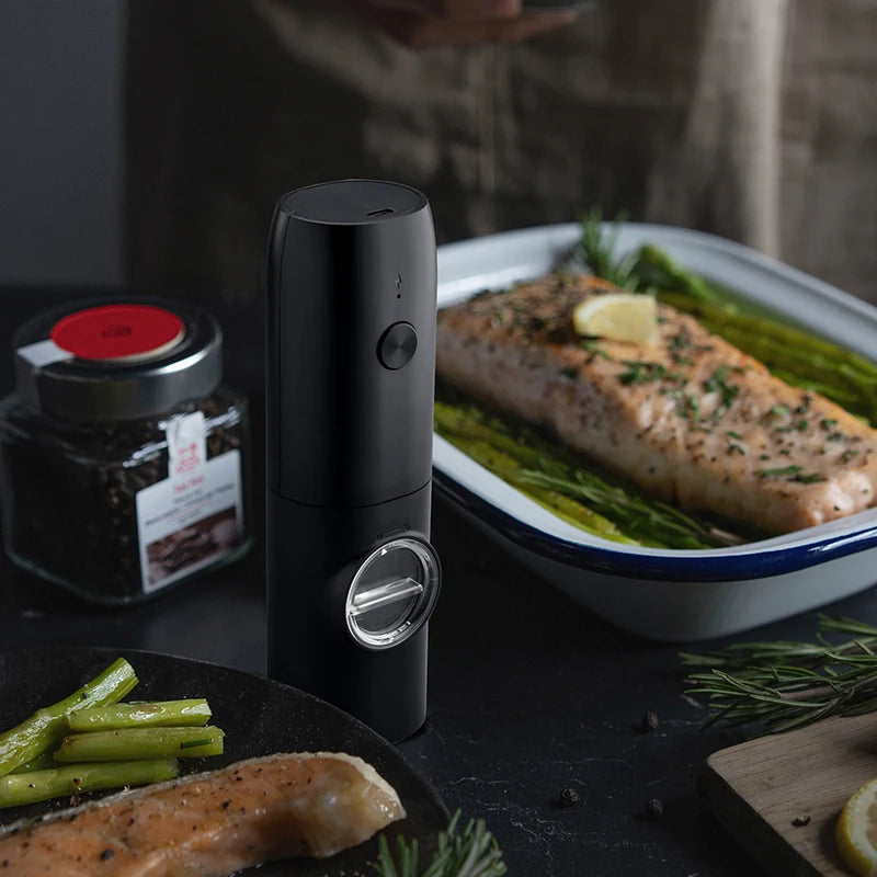 Juego de molinillos de pimienta eléctricos automáticos, molinillo de sal y pimienta con grosor ajustable, molinillo de especias para cocina, 1 ud./2 uds.
